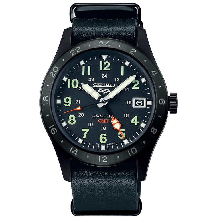 SSK025K1 - Seiko 5 Sports Field Estilo Urbano GMT Negro