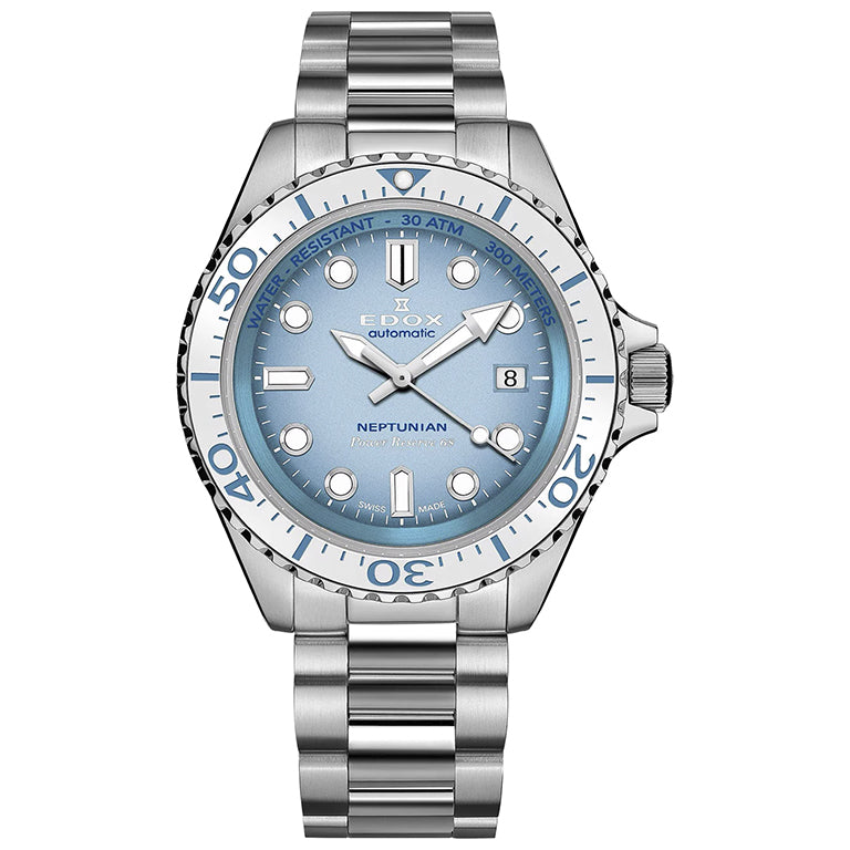 80801-3BBUM-BUCDN - Edox Neptunian Grande Réserve Date Automatic Azul Hielo