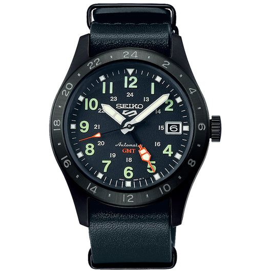 SSK025K1 - Seiko 5 Sports Field Estilo Urbano GMT Negro