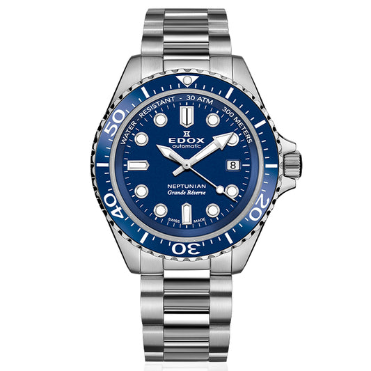 80801-3BUM-BUIN - Edox Neptunian Grande Réserve Date Automatic Azul