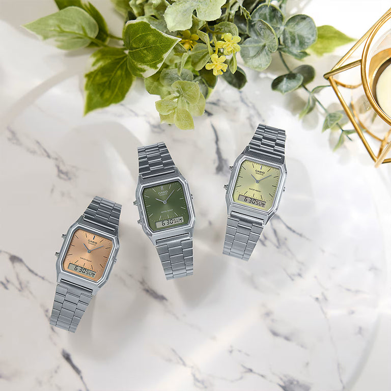 AQ-230A-3AMQYES - Casio Vintage - Edgy Collection Oliva