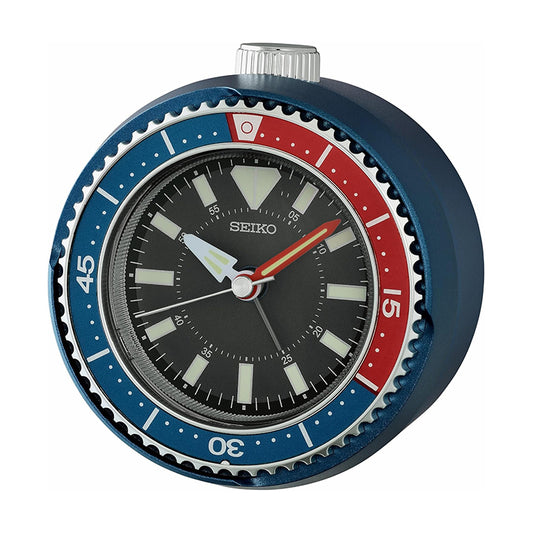 QHE207‑L – Reloj Despertador Seiko / Estilo Diver en Azul y Rojo