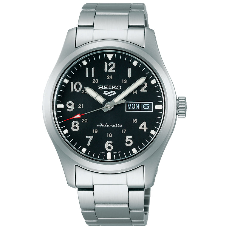 Seiko 5 Sports Field Military Negro SRPG27K1 - vista frontal