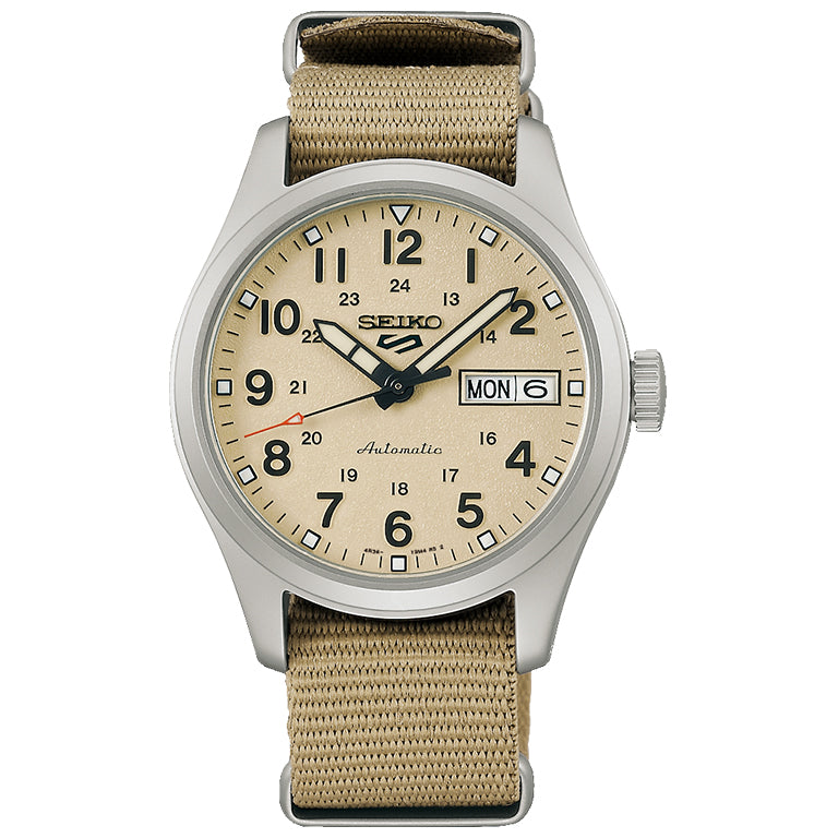 Seiko 5 Sports Midfield Beige SRPJ83K1 - vista frontal